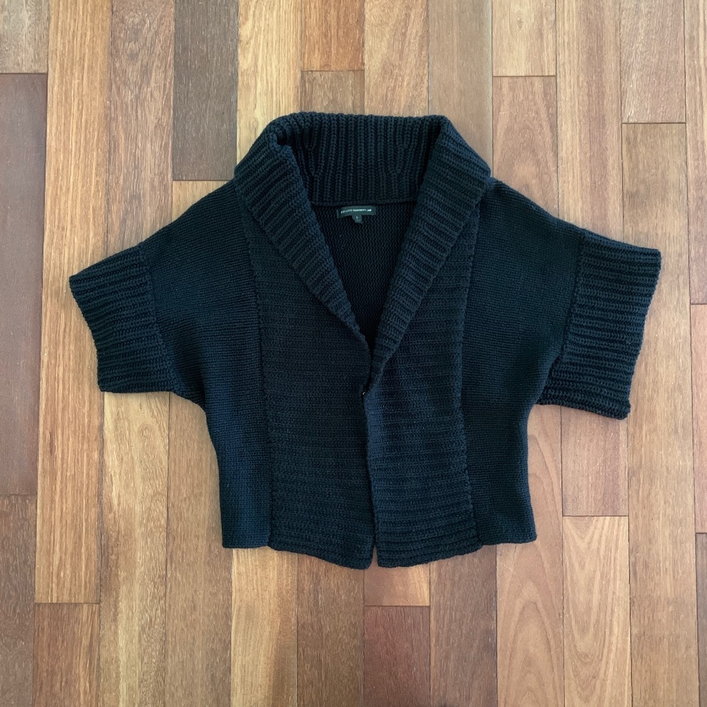 Express Short Sleeve Kimono Boxy Cropped Knit Cardigan Sweater Black Small